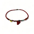 Büyülü Yansıma Doğal Taş ve Boncuk Kadın Kolye Kırmızı