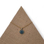 Renkli Uyum Pirinç Çini Taşlı Çelik Zincir Kolye