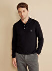 Brooks Brothers Polo Yaka Standart Siyah Erkek Kazak BBFW25MKL009