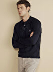 Brooks Brothers Polo Yaka Standart Lacivert Erkek Kazak BBFW25MKL009