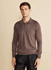 Brooks Brothers Polo Yaka Standart Kahve Erkek Kazak BBFW25MKL023