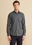 Brooks Brothers Slim Fit Klasik Yaka Antrasit Erkek Gömlek BBFW25MSH009