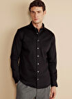 Brooks Brothers Slim Fit İtalyan Yaka Siyah Erkek Gömlek BBFW25MSH032