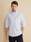 Brooks Brothers Regular Fit Düğmeli Yaka Mavi Erkek Gömlek BBFW25MSH007