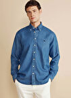 Brooks Brothers Regular Fit Düğmeli Yaka Lacivert Erkek Gömlek BBFW25MSH015