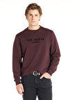 Ted Baker Bisiklet Yaka Nakışlı Bordo Erkek Sweatshırt TBMRTS1030