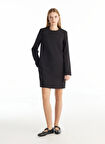 Ted Baker Bisiklet Yaka Düz Siyah Mini Kadın Elbise TBWRDR1000