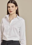 Brooks Brothers Beyaz Kadın Slim Fit Nakışlı Gömlek BBSS26FSH027