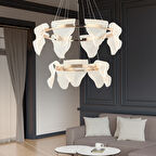 Prag Gold İki Katlı 65 Watt Yuvarlak Kristalli Modern Salon Led Sarkıt Avize