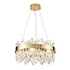 Linfred 50'lik Gold Kristal Taşlı Modern Salon Avize