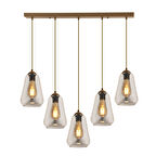 Rita 5'li Sıralı Eskitme Füme Camlı Modern Salon Sarkıt Avize