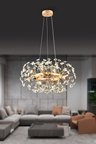 Gloria 60'lIk Gold Kristal Taşlı Modern Tasarım Salon Avize