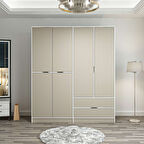 Elina 4 Kapaklı Dolap - Beyaz/Kumtaşı