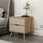 Elina Ayaklı 2 Çekmeceli Komodin - Dore/Kumtaşı