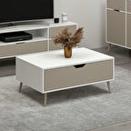 Elina Ayaklı Orta Sehpa - Beyaz/Kumtaşı