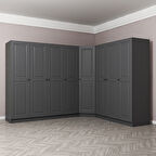 Kale 8 Kapaklı 4 Çekmeceli Köşe Dolap Antrasit Mebran İlkbahar 190CM