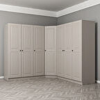 Kale 7 Kapaklı 4 Çekmeceli Köşe Dolap Kumtaşı Mebran İlkbahar 190CM