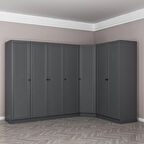 Kale 7 Kapaklı 2 Çekmeceli Köşe Dolap Antrasit Mebran Panjur 190CM