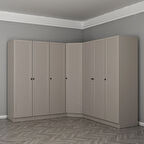 Kale 7 Kapaklı 4 Çekmeceli Köşe Dolap Kumtaşı Mebran Panjur 190CM