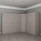 Kale 8 Kapaklı 4 Çekmeceli Köşe Dolap Kumtaşı Mebran Panjur 190CM