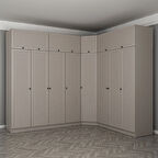 Kale 8 Kapaklı 4 Çekmeceli Köşe Dolap + Yüklük Kumtaşı Mebran Panjur 235CM