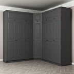 Kale 7 Kapaklı 4 Çekmeceli Köşe Dolap + Yüklük Antrasit Mebran İlkbahar 235CM