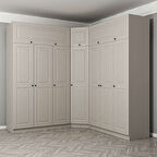 Kale 7 Kapaklı 4 Çekmeceli Köşe Dolap + Yüklük Kumtaşı Mebran İlkbahar 235CM