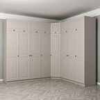 Kale 8 Kapaklı 4 Çekmeceli Köşe Dolap + Yüklük Kumtaşı Mebran İlkbahar 235CM