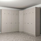 Kale 9 Kapaklı 4 Çekmeceli Köşe Dolap + Yüklük Kumtaşı Mebran İlkbahar 235CM