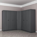 Kale 7 Kapaklı 4 Çekmeceli Köşe Dolap Antrasit Mebran Panjur 210CM