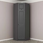 Kale 1 Kapaklı Köşe Dolap + Yüklük Antrasit Mebran İlkbahar 255CM