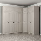 Kale 7 Kapaklı 2 Çekmeceli Köşe Dolap + Yüklük Kumtaşı Mebran İlkbahar 255CM