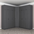 Kale 7 Kapaklı 4 Çekmeceli Köşe Dolap + Yüklük Antrasit Mebran Panjur 255CM