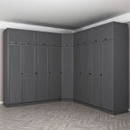 Kale 9 Kapaklı 4 Çekmeceli Köşe Dolap + Yüklük Antrasit Mebran Panjur 255CM