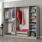 Kale 5 Bölmeli 2 Çekmeceli Giyinme Dolabı Kumtaşı 190CM