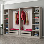 Kale 6 Bölmeli 4 Çekmeceli Giyinme Dolabı Kumtaşı 190CM