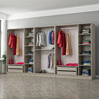 Kale 8 Bölmeli 4 Çekmeceli Giyinme Dolabı Kumtaşı 190CM