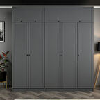 Kale 5 Mebran Panjur Kapaklı 2 Çekmeceli Dolap Ve Yüklük Antrasit 235CM