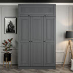 Kale 3 Kapaklı 2 İç Çekmeceli Dolap Ve Yüklük Antrasit Mebran İlkbahar 235CM