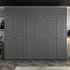 Kale 6 Kapaklı 4 İç Çekmeceli Dolap Ve Yüklük Antrasit Mebran İlkbahar 235CM