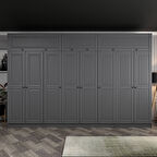 Kale 8 Kapaklı 2 İç Çekmeceli Dolap Ve Yüklük Antrasit Mebran İlkbahar 235CM