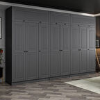 Kale 8 Kapaklı 4 İç Çekmeceli Dolap Ve Yüklük Antrasit Mebran İlkbahar 235CM