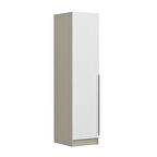 Minar Kale 1 Kapaklı Dolap Çizgili Mebran 210CM - Kumtaşı/Beyaz - Askılıklı