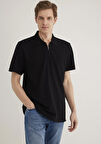 Yarı Fermuarlı Siyah Polo Tişört 0612525-900