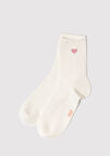 Kalp İşlemeli Ekru Soket Çorap 1913243-70048