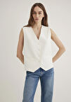 Keten Karışımlı Ekru Yelek 1110683-70057