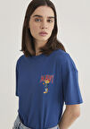 Kedi Logo Baskılı Lacivert Tişört 1613283-82625