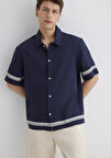 Çizgili Lacivert Gömlek 0211627-83884