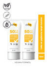 Clooe 2’li Güneş Kremi SPF 50 | Leke Karşıtı – Vegan – Glutensiz – 50ML x 2