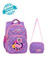 Waddell Lisanslı Lila Flamingo Desenli Emboos İlköğretim Okul Sırt Çantası Ve Beslenme Çantası